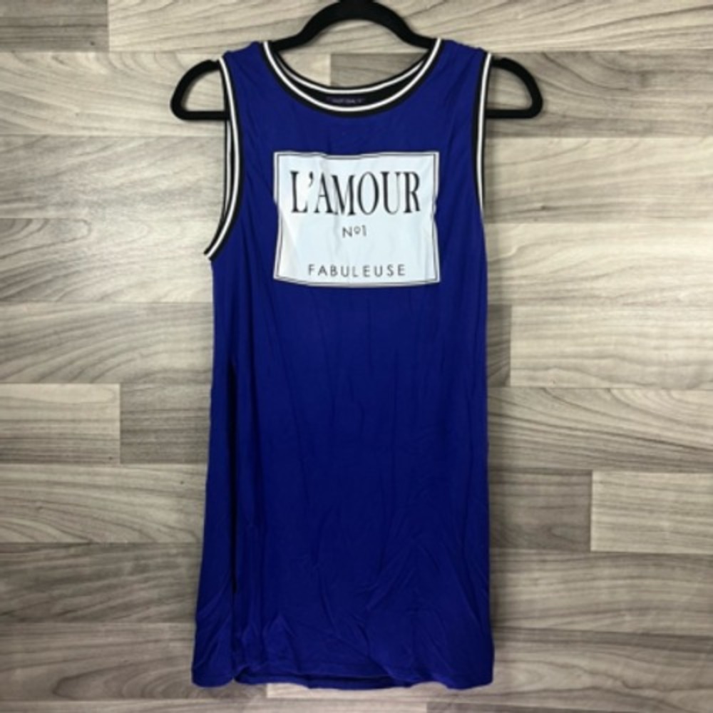 Hot Gal Womens Tank Top Blue White Stretch Lamour No1 Fabuleuse Sleeveless M